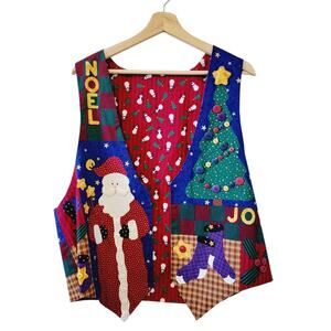 Handmade Christmas/Santa/Snowman/Noel/Tree Holiday Festive Vest Needs Completed